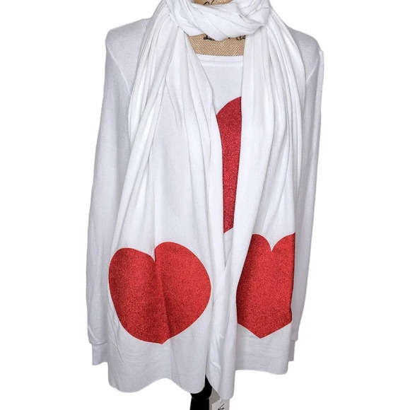 Wildfox Heart Oversized Sweatshirt (Size XXS) and Scarf Set Red Sparkle Heart - Picture 6 of 15